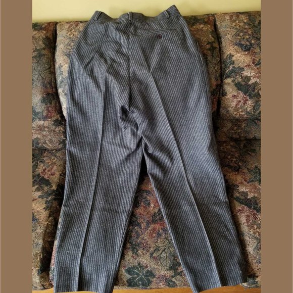 Vintage 90s, grey stripes, pleated dress pants, M, Le Chateau - Picture 5 of 9